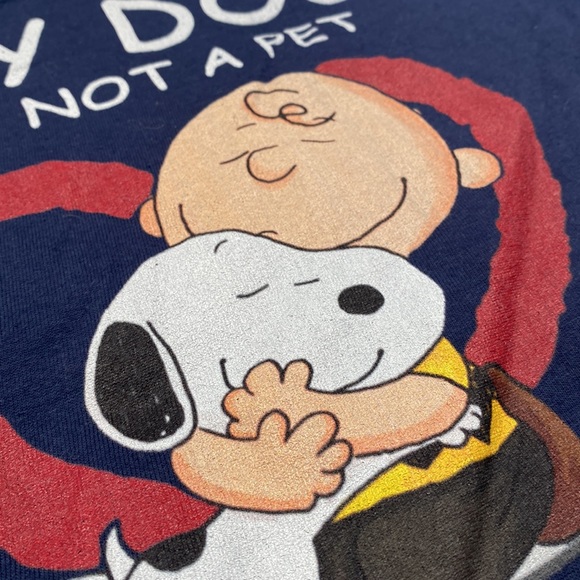 🎉HP🎉 Delta Graphic Peanuts “My Dog Is Family” LS Tee 💗 Navy - Picture 9 of 11